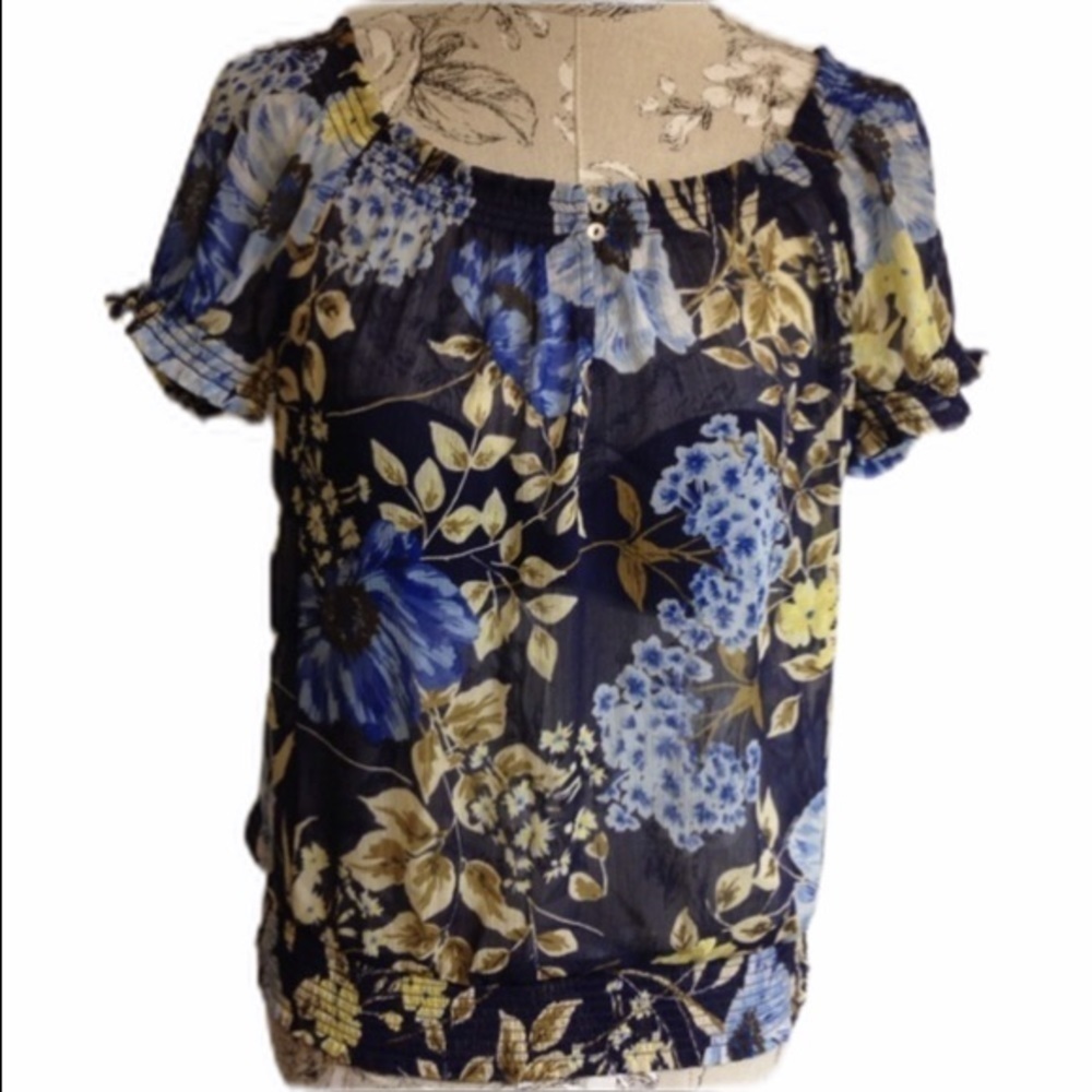 NEW Joe Fresh Blue Sheer Top M
